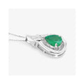 Genuine 10K Zambian Emerald Diamond Crossover Pendant by Fine Color Jewels
