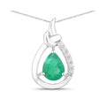 Genuine 10K Zambian Emerald Diamond Crossover Pendant by Fine Color Jewels