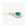 Genuine 10K Zambian Emerald Diamond Halo Pendant by Fine Color Jewels