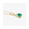 Genuine 10K Zambian Emerald Diamond Solitaire Pendant by Fine Color Jewels