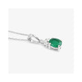 Genuine 10K Zambian Emerald Diamond Solitaire Pendant by Fine Color Jewels