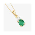 Genuine 10K Zambian Emerald Diamond Solitaire Pendant by Fine Color Jewels