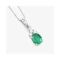 Genuine 10K Zambian Emerald Diamond Solitaire Pendant by Fine Color Jewels