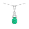 Genuine 10K Zambian Emerald Diamond Solitaire Pendant