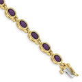 Genuine Amethyst 14K Yellow Gold Bracelet by Fine Color Jewels