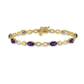 Genuine Amethyst and Diamond 14K Gold Infinity Bracelet by Fine Color Jewels