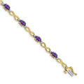 Genuine Amethyst and Diamond 14K Gold Infinity Bracelet by Fine Color Jewels