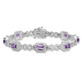 Genuine Amethyst Diamond Infinity Link Bracelet by Fine Color Jewels