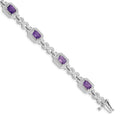Genuine Amethyst Diamond Infinity Link Bracelet by Fine Color Jewels