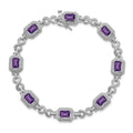 Genuine Amethyst Diamond Infinity Link Bracelet by Fine Color Jewels