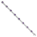 Genuine Amethyst Diamond Infinity Link Bracelet by Fine Color Jewels