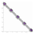Genuine Amethyst Diamond Infinity Link Bracelet by Fine Color Jewels
