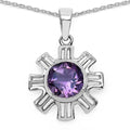 Genuine Amethyst Pendant Earrings Set by Fine Color Jewels