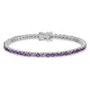 Genuine Amethyst Silver Tennis Bracelet