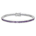 Genuine Amethyst Silver Tennis Bracelet by Fine Color Jewels