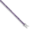 Genuine Amethyst Silver Tennis Bracelet by Fine Color Jewels