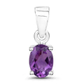 Genuine Amethyst Solitaire Pendant by Fine Color Jewels