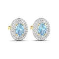 Genuine Aquamarine and Diamond Halo Stud Earrings by Fine Color Jewels