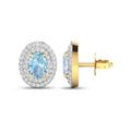 Genuine Aquamarine and Diamond Halo Stud Earrings by Fine Color Jewels