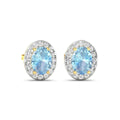 Genuine Aquamarine and Diamond Studs Earrings by Fine Color Jewels