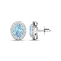 Genuine Aquamarine and Diamond Studs Earrings by Fine Color Jewels