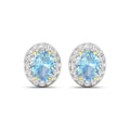 Genuine Aquamarine and Diamond Studs Earrings by Fine Color Jewels
