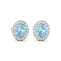 Genuine Aquamarine and Diamond Studs Earrings by Fine Color Jewels