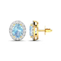 Genuine Aquamarine and Diamond Studs Earrings by Fine Color Jewels