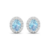 Genuine Aquamarine and Diamond Studs Earrings