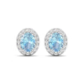 Genuine Aquamarine and Diamond Studs Earrings by Fine Color Jewels
