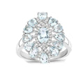 Genuine Aquamarine Cluster Ring by Fine Color Jewels