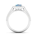 Genuine Aquamarine Diamond Halo Pave Bridge Ring by Fine Color Jewels