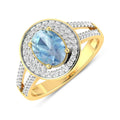 Genuine Aquamarine Diamond Halo Pave Ring by Fine Color Jewels