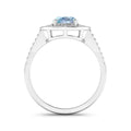 Genuine Aquamarine Diamond Halo Pave Ring by Fine Color Jewels