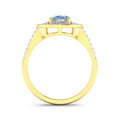 Genuine Aquamarine Diamond Halo Pave Ring by Fine Color Jewels