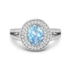 Genuine Aquamarine Diamond Halo Pave Ring