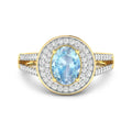 Genuine Aquamarine Diamond Halo Pave Ring by Fine Color Jewels
