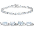 Genuine Aquamarine Tennis Bracelet Silver by Fine Color Jewels
