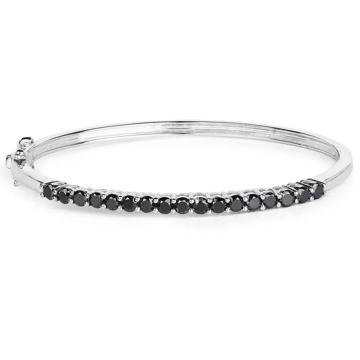 Genuine Black Diamond Bangle Bracelet by Fine Color Jewels
