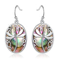 Genuine Blue Abalone Pearl Dragonfly Hook Drop Earrings by DailySale