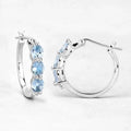 Genuine Blue Aquamarine and Diamond Hoop Earrings by Fine Color Jewels