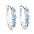 Genuine Blue Aquamarine and Diamond Hoop Earrings by Fine Color Jewels