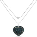 Genuine Blue Diamond Heart Necklace by Fine Color Jewels