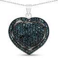 Genuine Blue Diamond Heart Necklace by Fine Color Jewels