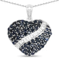 Genuine Blue Heart Sapphire Necklace by Fine Color Jewels