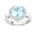 Genuine Blue Heart Topaz Ring by Fine Color Jewels