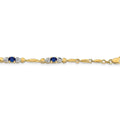 Genuine Blue Sapphire 14K Heart Gold Bracelet by Fine Color Jewels