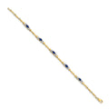 Genuine Blue Sapphire 14K Heart Gold Bracelet by Fine Color Jewels