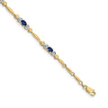 Genuine Blue Sapphire 14K Heart Gold Bracelet by Fine Color Jewels