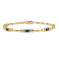 Genuine Blue Sapphire 14K Heart Gold Bracelet by Fine Color Jewels